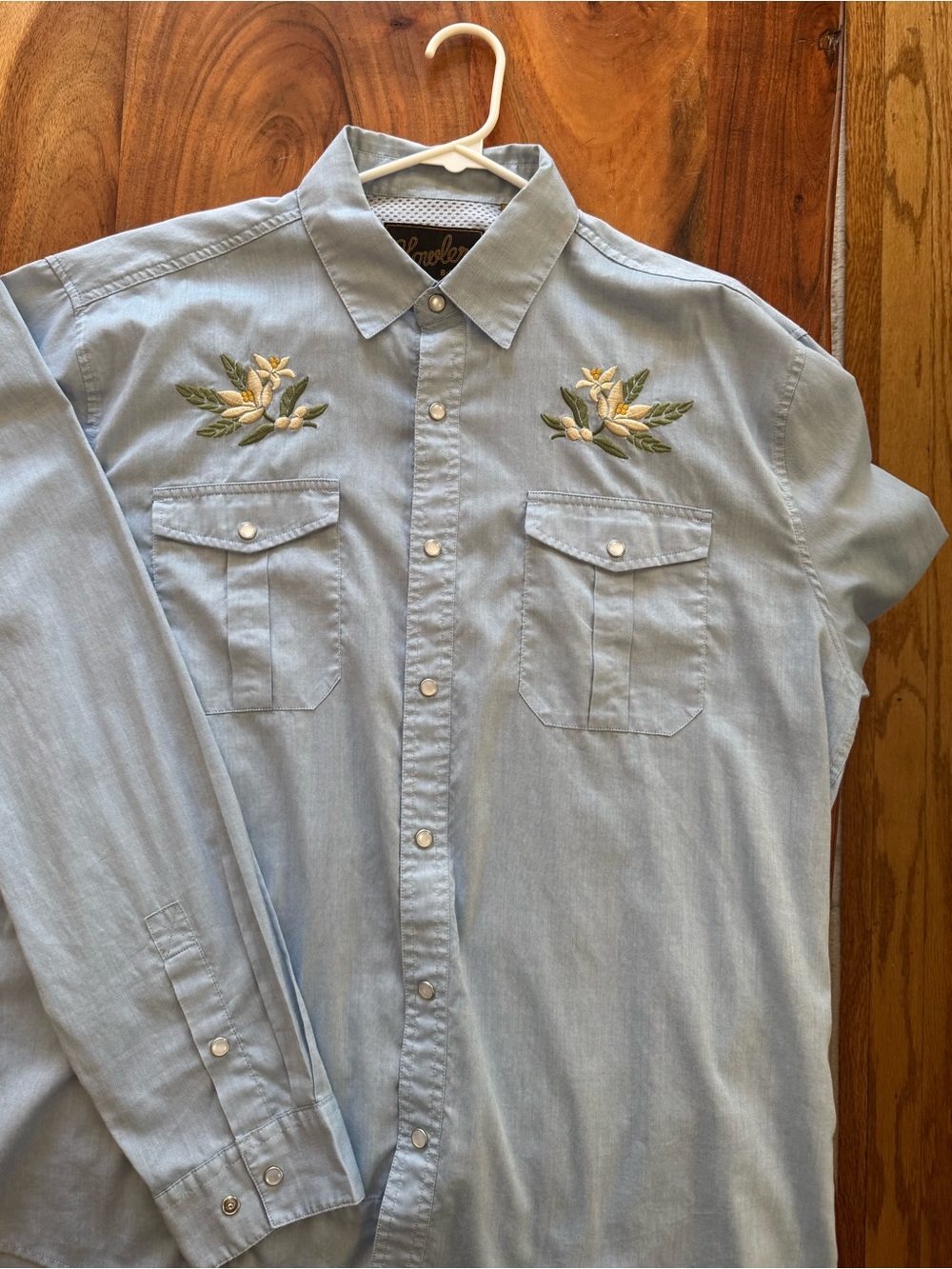 Howler Brothers Light Blue Western Embroidered Button-Down Shirt